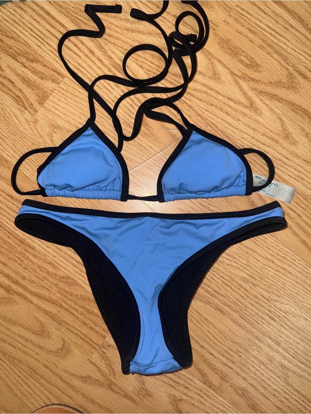 ASOS Blue Micro Bikini Set with Black Trim